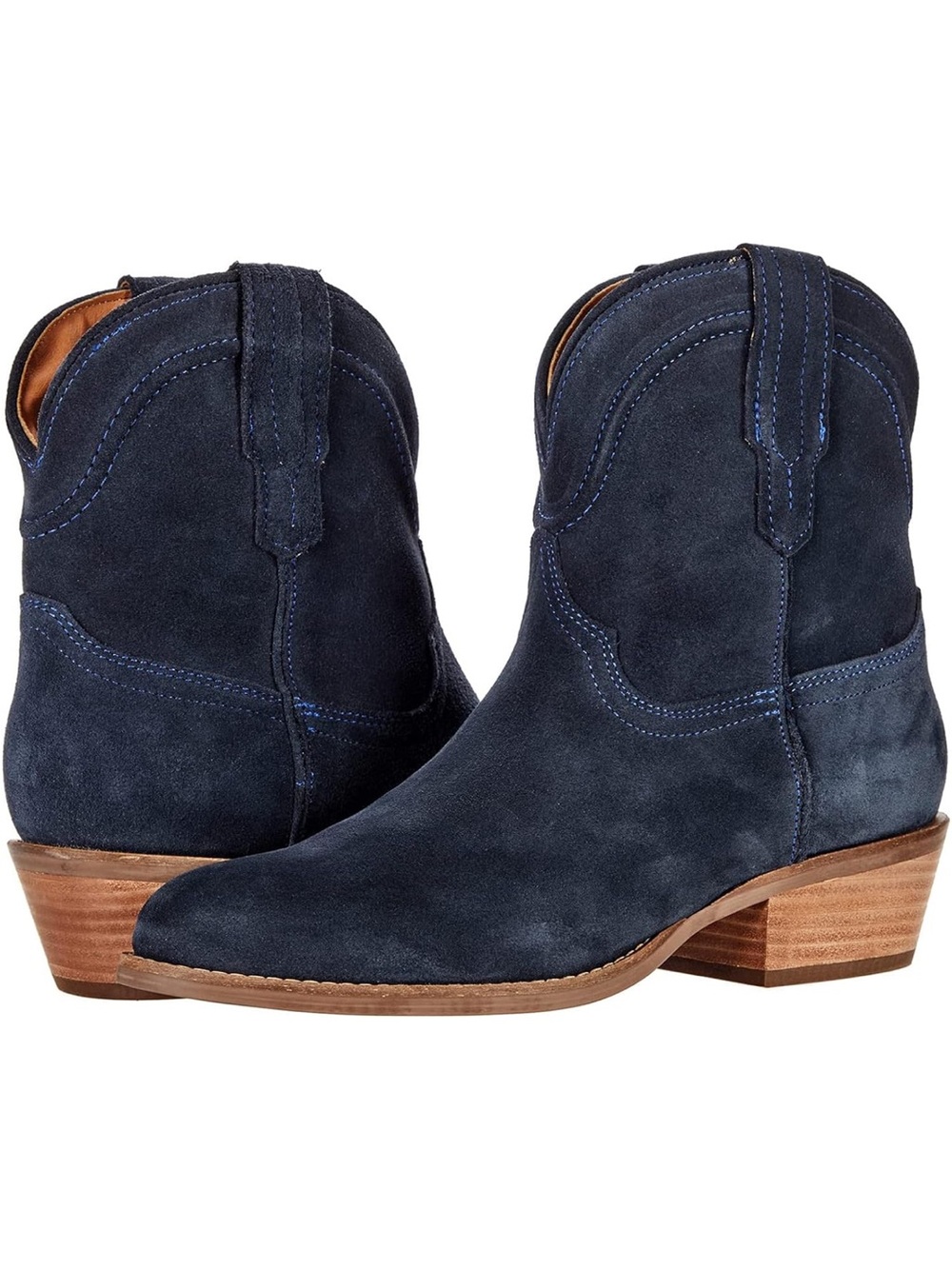Western Ankle Boot Pointed toe Low Stacked Heel Cowgirl Booties Retro Slouch 2”